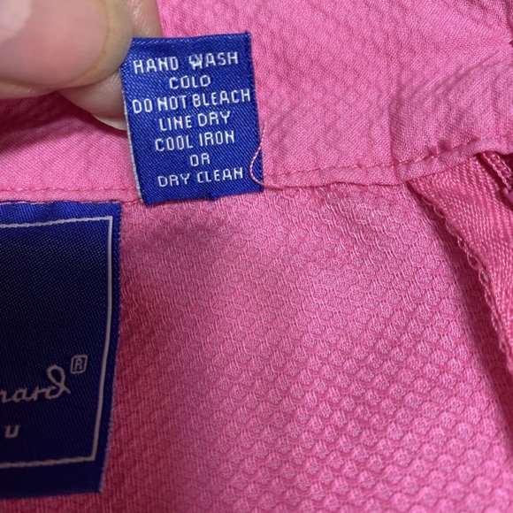 Tori Richard Women Pink A Line Mini Skirt Semi Texture Back Zip Front Pocket Sz2 - Picture 9 of 10